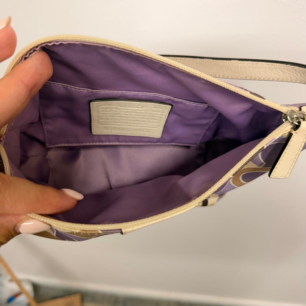 Y2K COACH Julia Outline Op Art Sateen Pouch Small Shoulder Bag 44837 Lilac 2000s - Picture 6 of 11